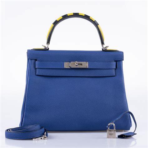 hermes kelly au galop bleu|HERMES Togo Au Galop Kelly Retourne 28 Bleu Electrique .